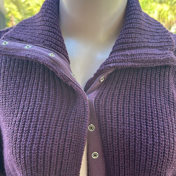 Amazing Vintage John Meyer‎ plum purple snap up sweater - Picture 2 of 10